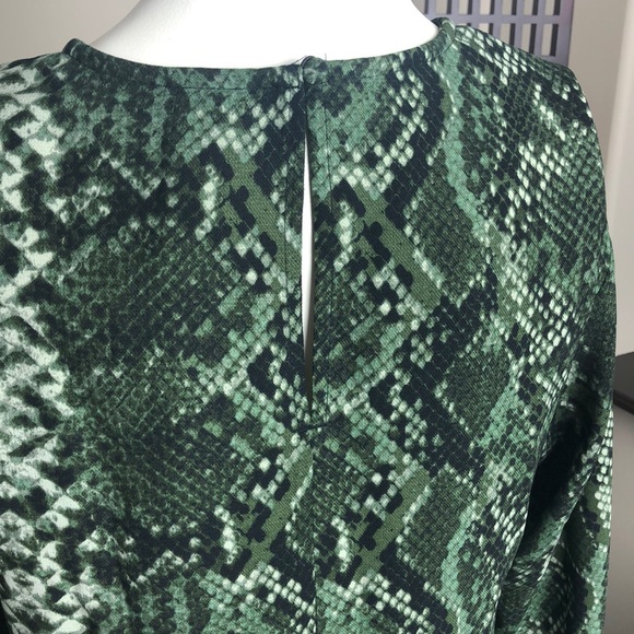 H&M Green Snakeskin Long Sleeve Shift Dress Size 2 - Picture 9 of 14